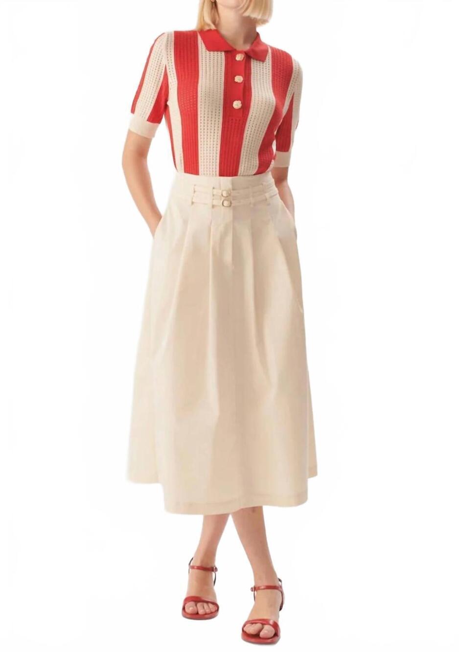 NEW EXQUISE evelynn midi skirt in ecru